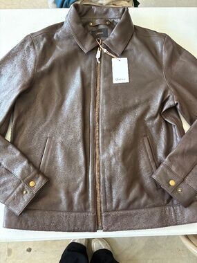 100% Quince Leather Harrington Jacket